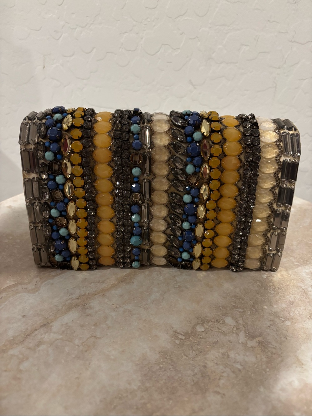 Alice and Olivia Stripe Beaded Embellished Clutch